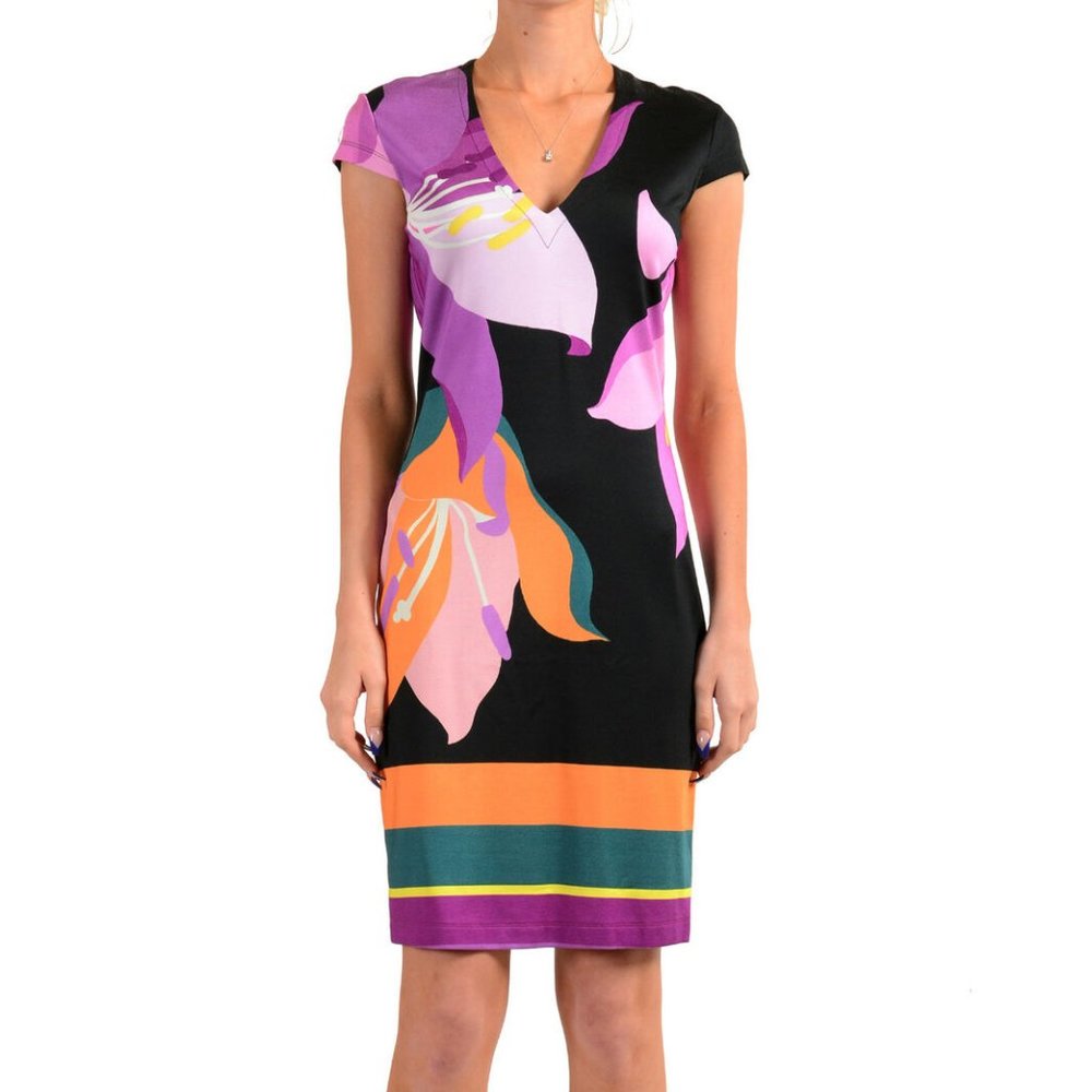 Just Cavalli Women's Multi-Color Stretch Short Sleeves Bodycon Dress